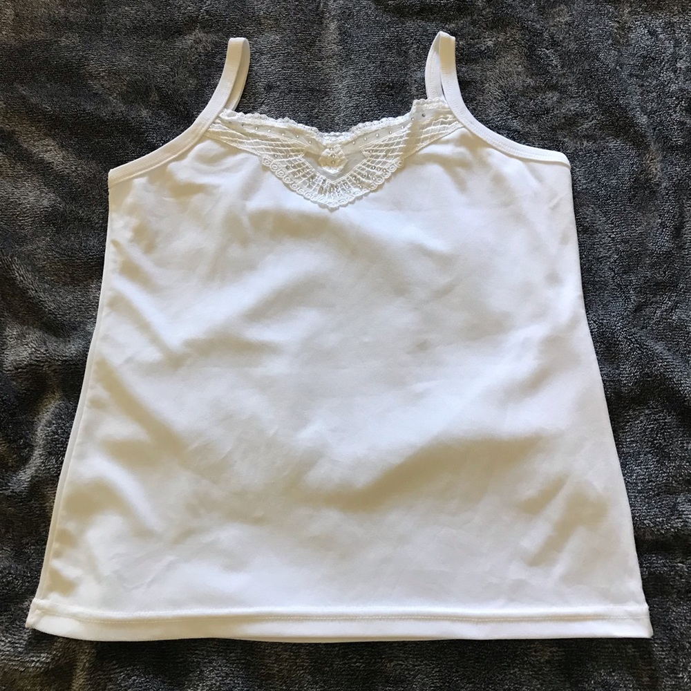 White tank top with lace detail